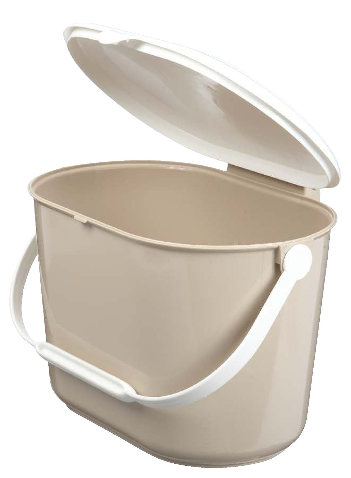 Plastic Compost Bin with Handle, White/Beige, 7-L