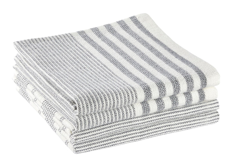 All-Purpose Striped Cotton Terry Square Dish Cloths, Grey, 4-pk X2575