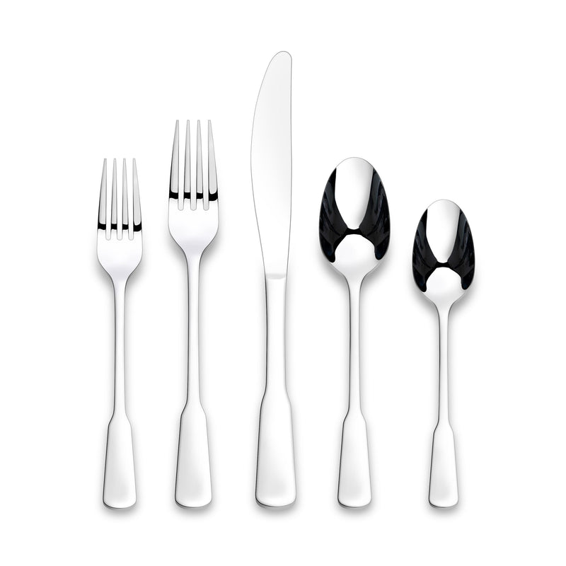 Morell Modern Paddle Mirror Finish Stainless Steel Flatware Set, Serves, 20-pc M5658