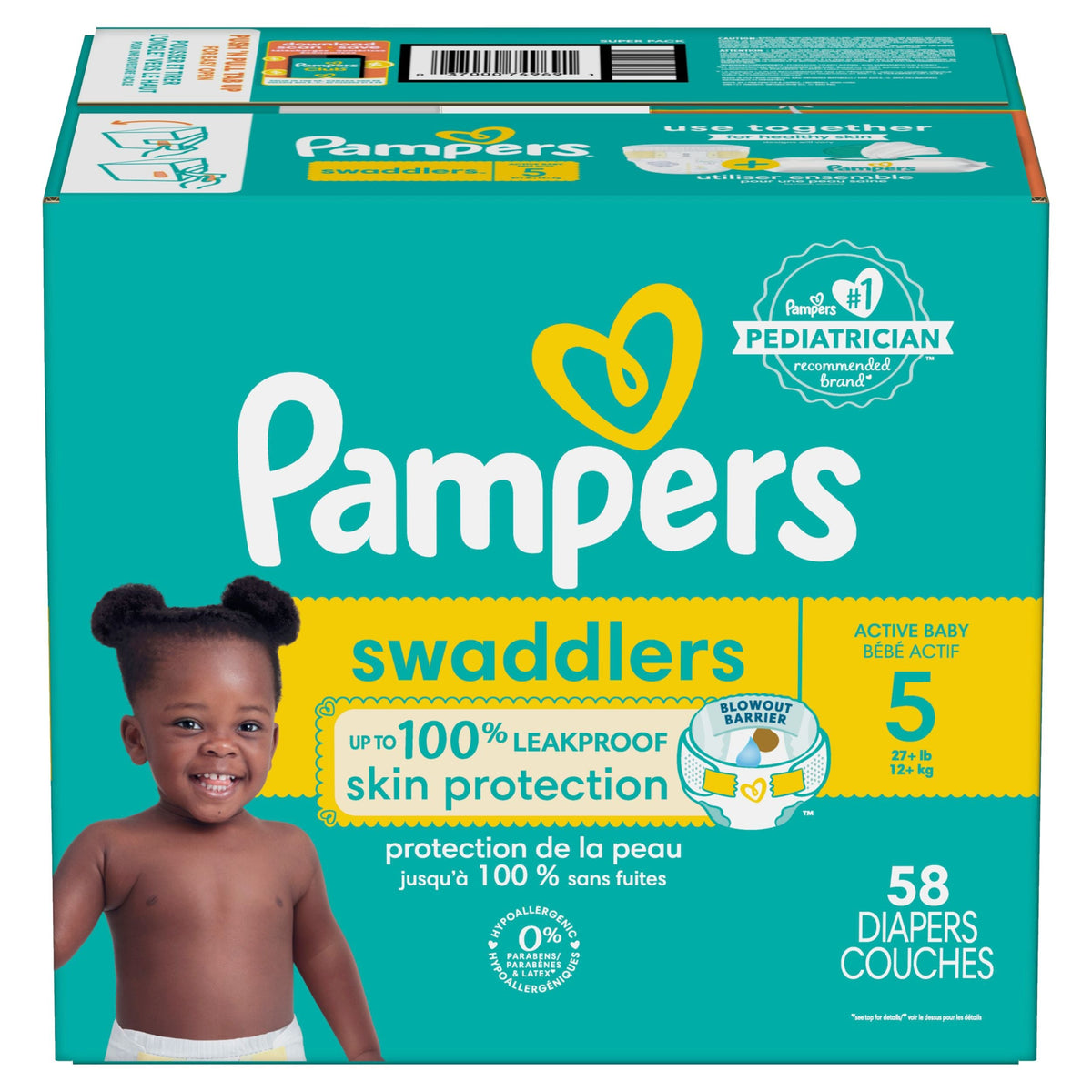 Swaddler Size 5 Leak-Free Baby Diapers, 55-pc