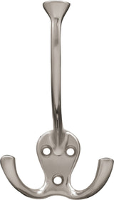 Stainless Steel Single Tri-Hooks, Satin Nickel, 3-pk