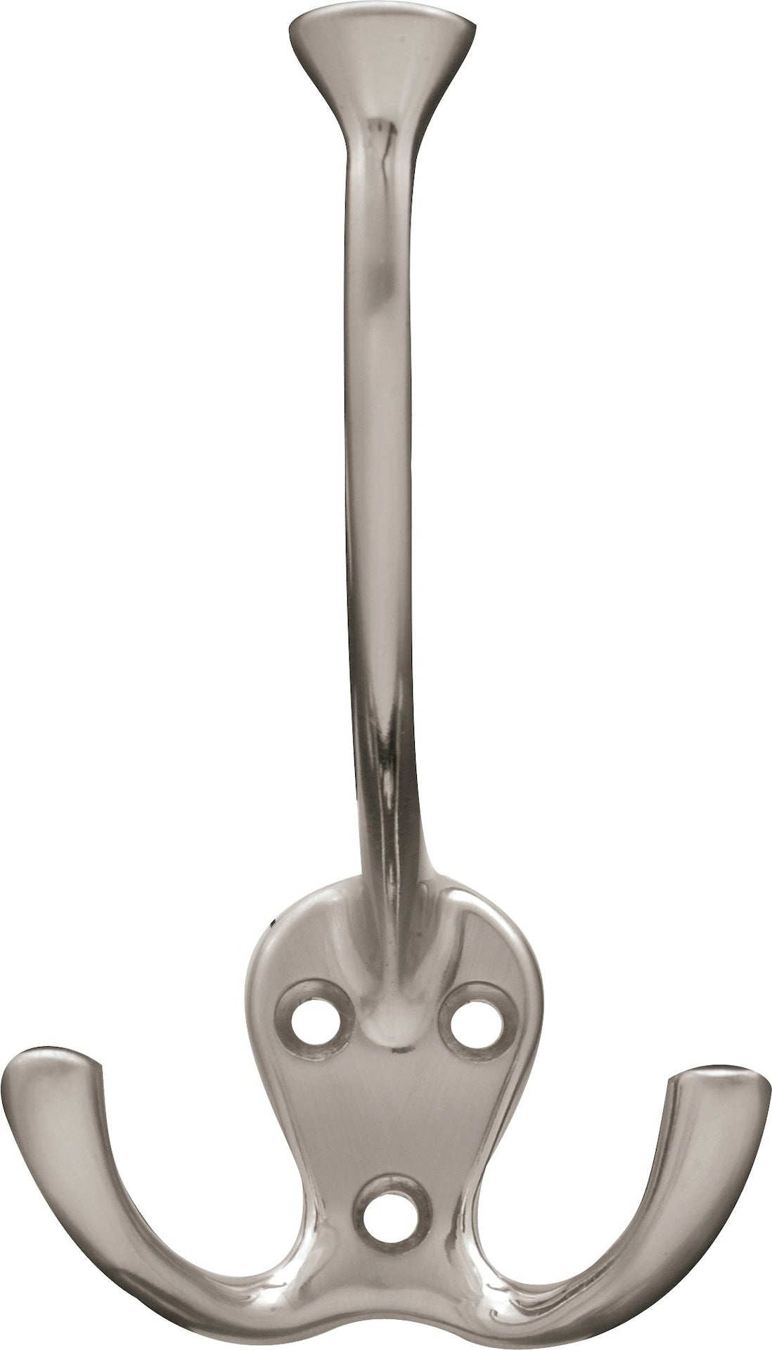 Stainless Steel Single Tri-Hooks, Satin Nickel, 3-pk