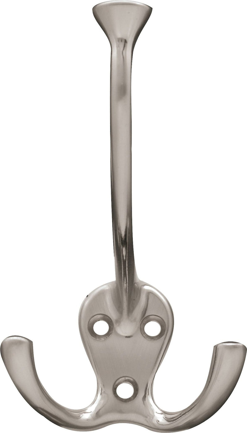 Stainless Steel Single Tri-Hooks, Satin Nickel, 3-pk I8247