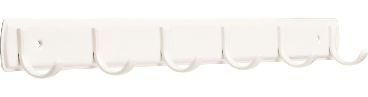 Steel 6-Hook Rail, White, 19-in