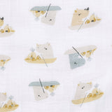 Cotton Muslin Baby Swaddle Blanket, Rhinos