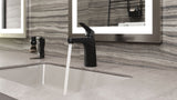 Matlock Single Handle High Arc Single Hole 4-in Centreset Bathroom Sink Faucet, Push & Seal Drain, Matte Black