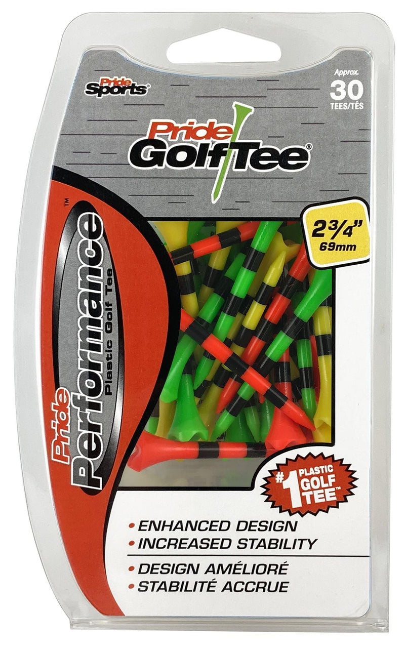 Pride Performance Plastic Golf Tee, 2-3/4-in, 30-pk, Fruit Mix/Stripes Assorted Colours S9295