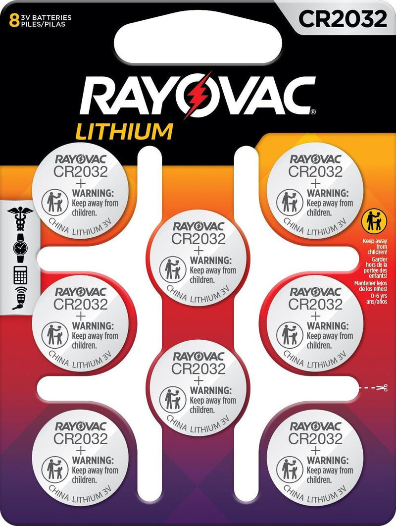 CR2032 Lithium Coin Batteries, 8-ct Z384