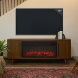 Morris Media Indoor Electric Fireplace TV Stand, 72-in, 1500W, Includes Remote Control & Firebox, Vintage Black Maple