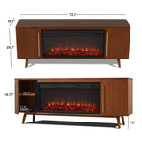 Morris Media Indoor Electric Fireplace TV Stand, 72-in, 1500W, Includes Remote Control & Firebox, Vintage Black Maple