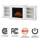 Valmont Media Indoor Electric Fireplace TV Stand, 74-in, 1500W, Includes Remote Control & Firebox, White