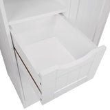 Home Ashland Single Door Bathroom & Laundry Storage Cabinet with 3 Drawers, Open Cubby & Adjustable Shelf, White