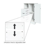 Home Ashland Single Door Bathroom & Laundry Storage Cabinet with 3 Drawers, Open Cubby & Adjustable Shelf, White