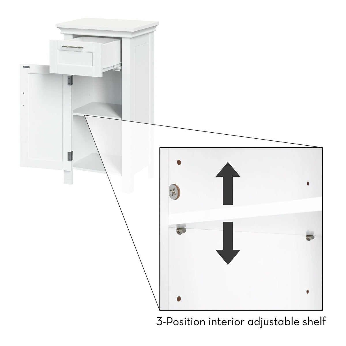 Home Somerset Single Door Bathroom & Laundry Storage Cabinet with Drawer & Adjustable Shelf, White
