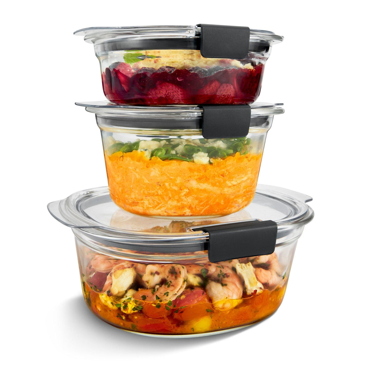 Brilliance Stainshield Glass Round Food Storage Container Set, 6-pc