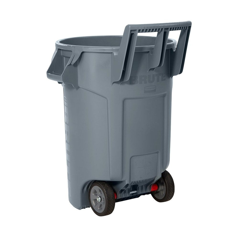 Commercial Wheeled Brute Circular Outdoor Garbage Can, Grey, 121-L