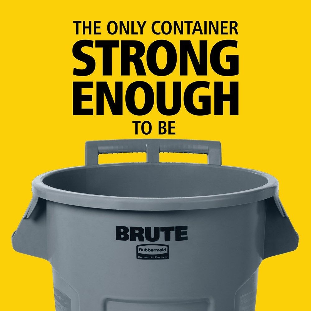 Commercial Wheeled Brute Circular Outdoor Garbage Can, Grey, 121-L