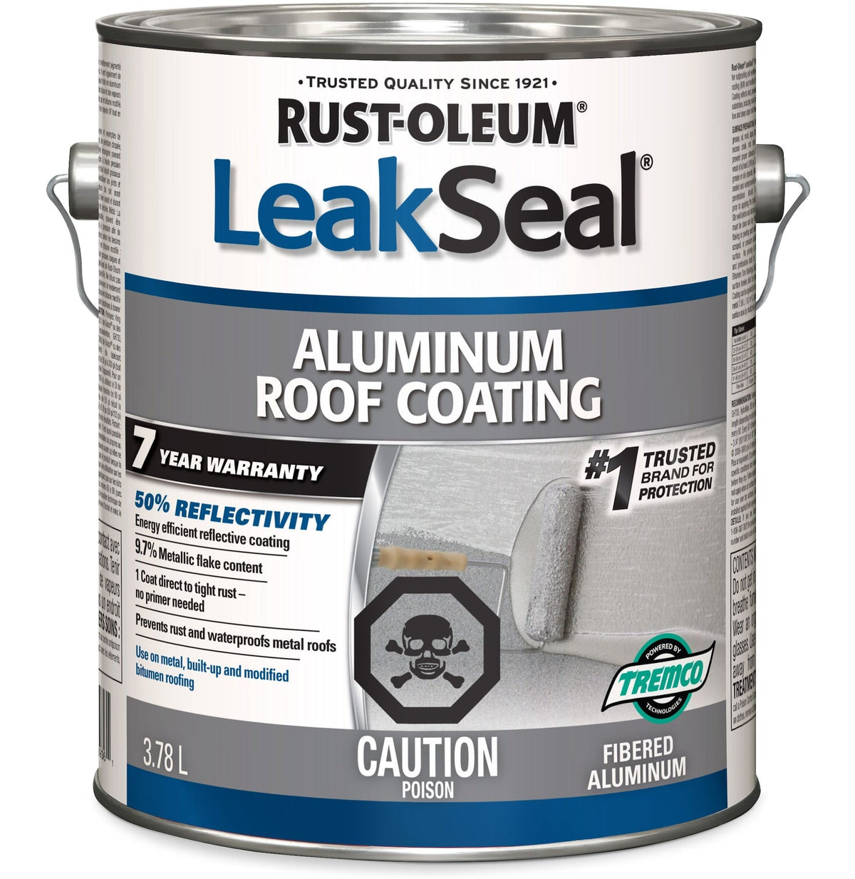 LeakSeal Aluminum Roof Coating, Reflective, Rust Proof & Waterproof Sealant, 3.78-L