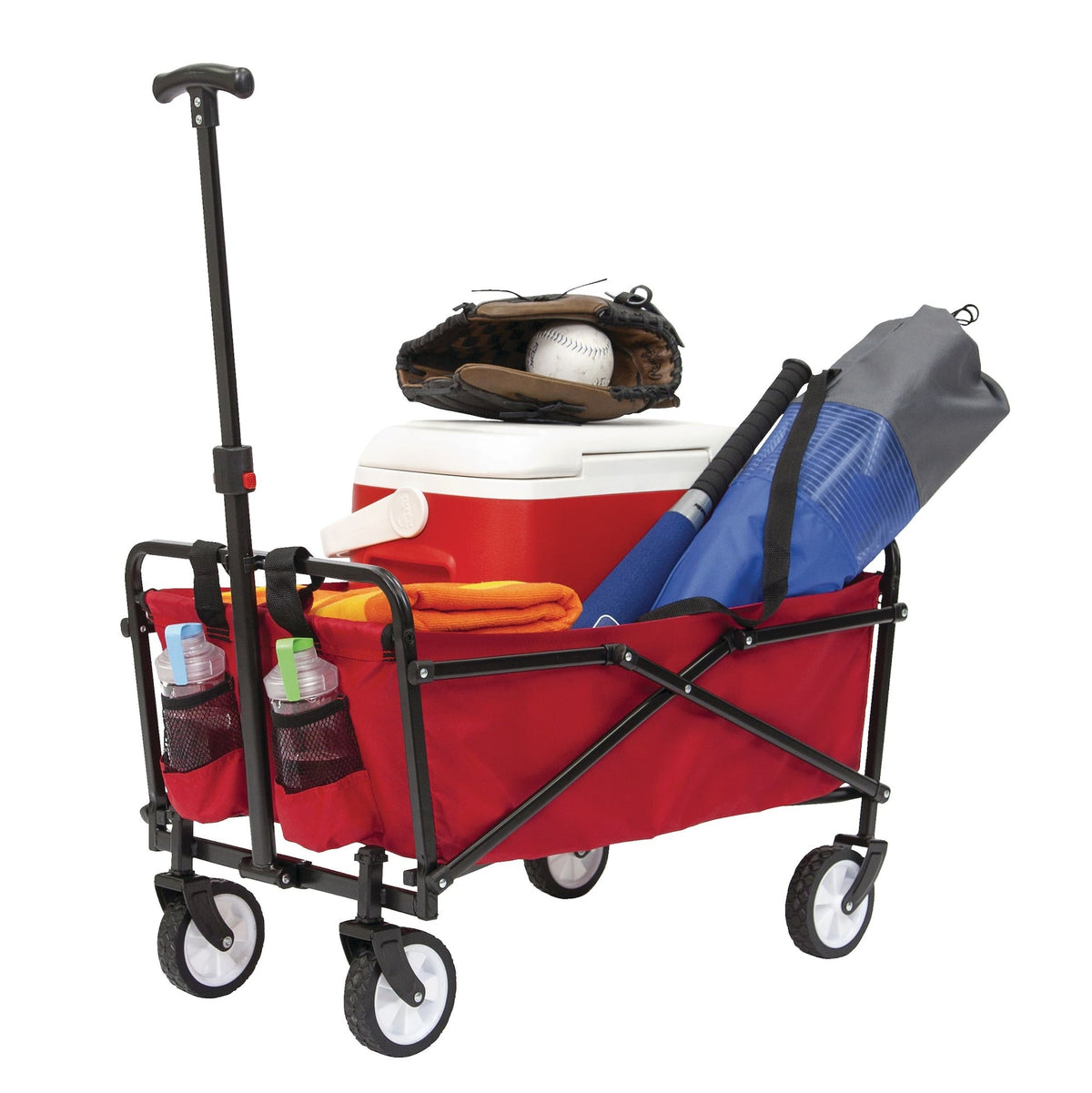 Outdoor Collapsible Folding Utility Wagon with Cup Holders, 150-lb Capacity