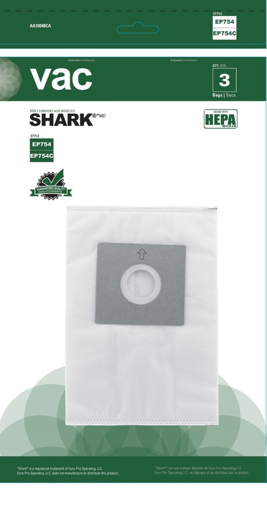 HEPA Replacement Vacuum Cleaner Bags, Style EP754C, 3-pk D2736