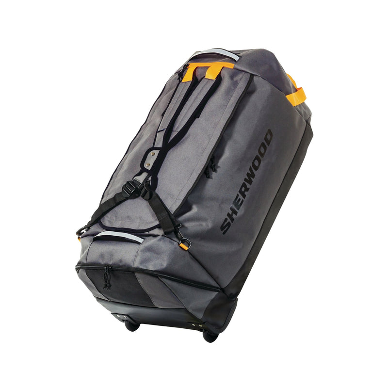 Convertible Hockey Bag with Backpack Straps, Wheeled, Senior, Grey, 34-in V6