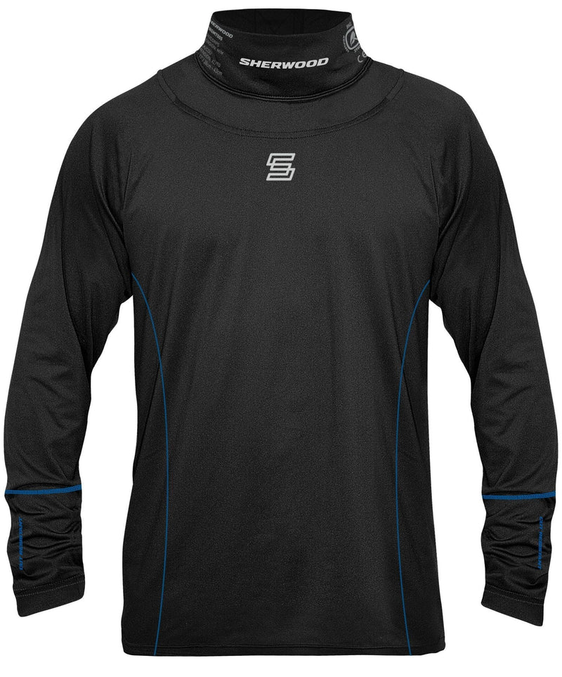 Hockey Long Sleeve Top with Integrated Neck Guard, Senior/Men, Black, Assorted Sizes Q7543