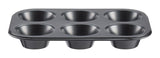 Dark Grey Non-Stick Carbon Steel Muffin Pan, 6-Cup