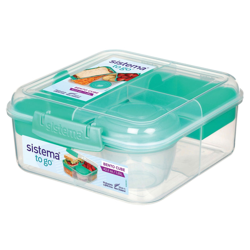 Bento Cube to Go Food Storage Container with Easy-Locking Clips, 1.25-L C459