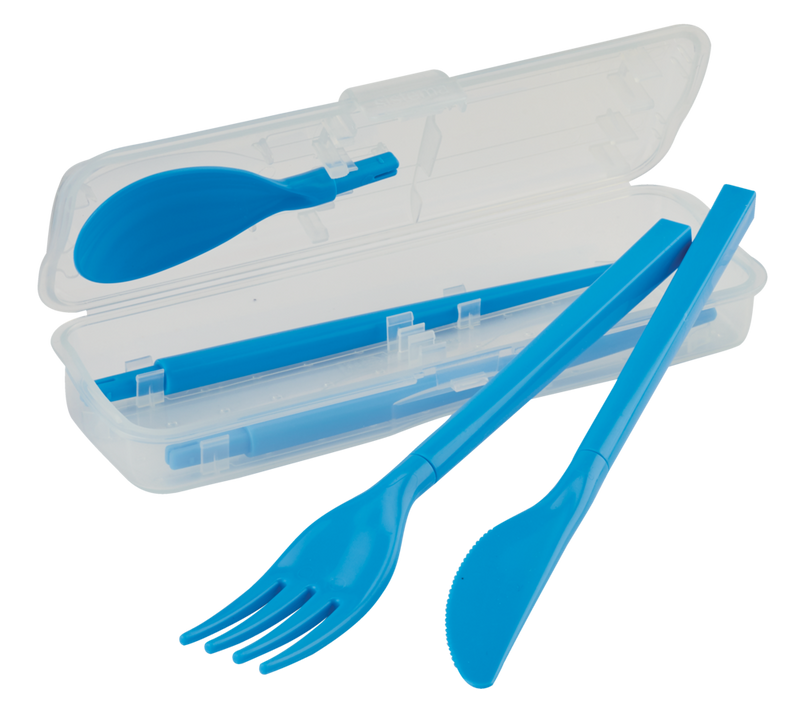 Cutlery Set To Go, Modular Travel Plastic Cutlery Set with Knife, Fork, Spoon, Chopsticks and Case Q7972