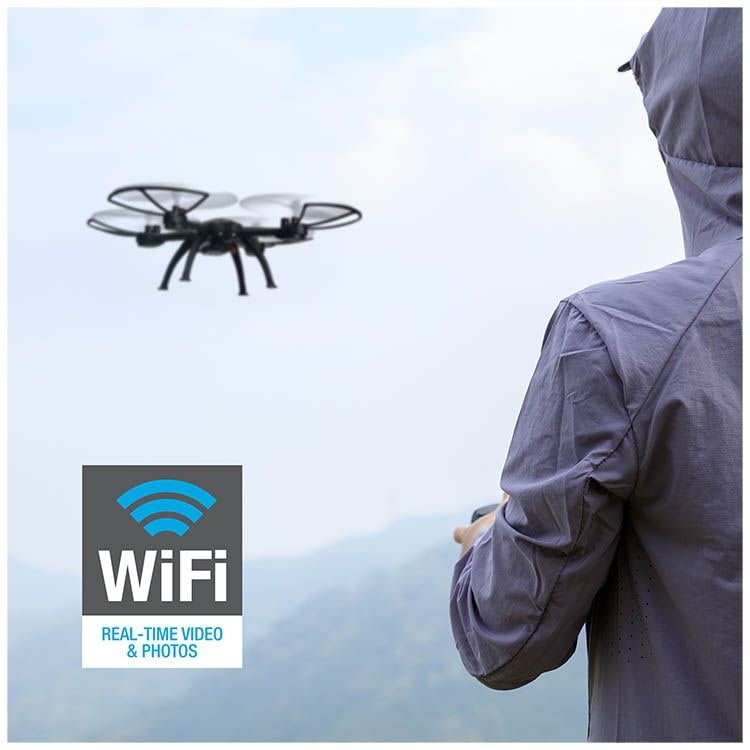 Sky Rider X-11 Stratosphere Quadcopter Drone with Wi-Fi Camera, Black