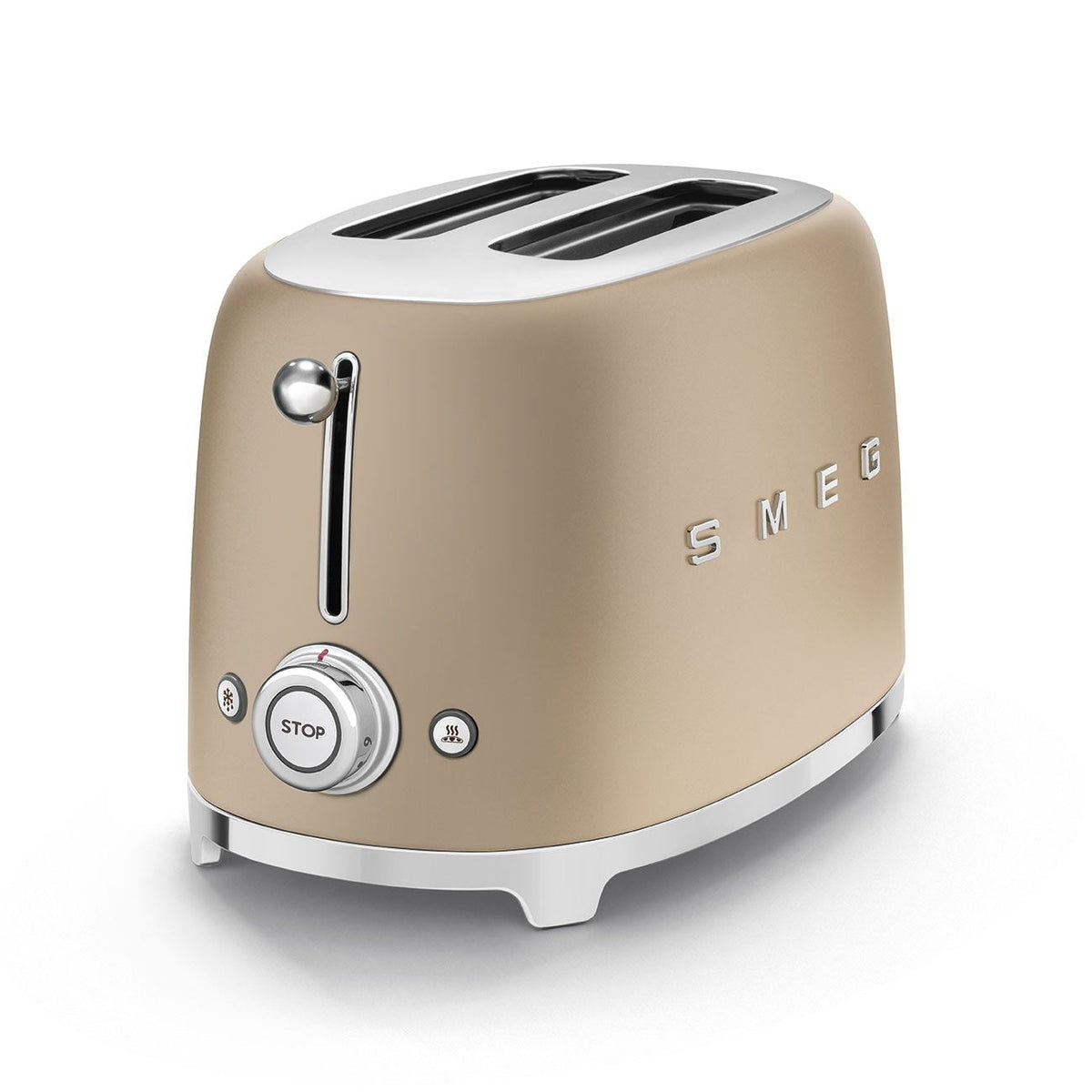 50's Retro Style Wide Slot Pop Up Electric Toaster with 6 Settings, 2-Slice, Champagne