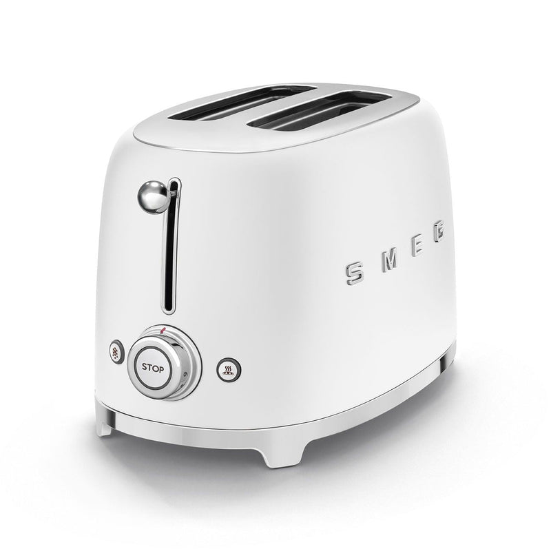 50's Retro Style Wide Slot Pop Up Electric Toaster with 6 Settings, 2-Slice, Matte White D8516
