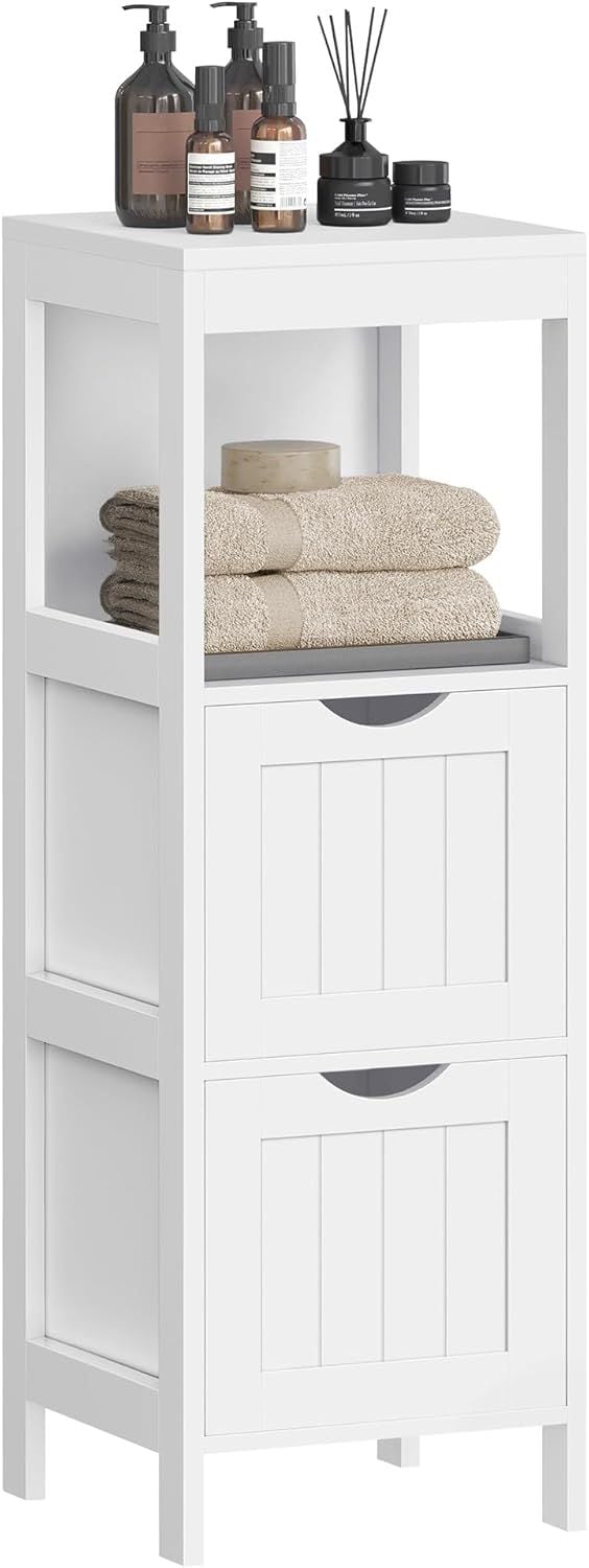Home 2-Drawer White Cabinet with Open Shelf E7875