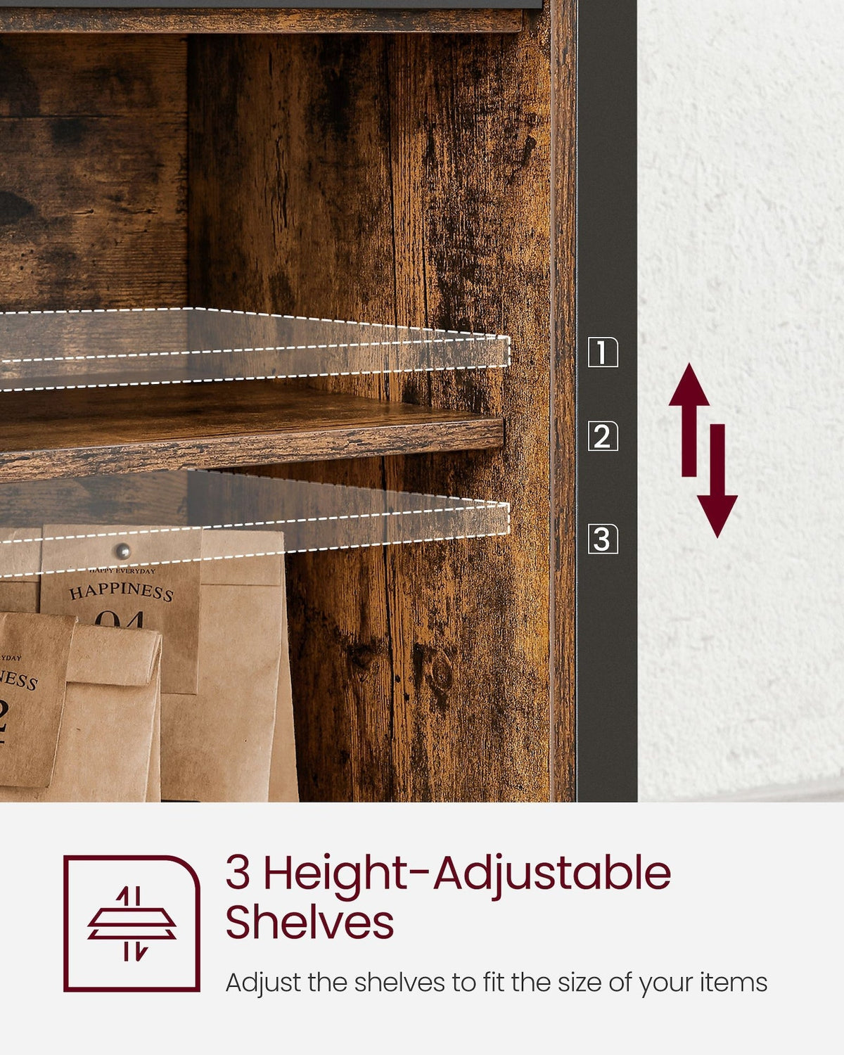 Home Brown Buff Sideboard Storage with Sliding Doors
