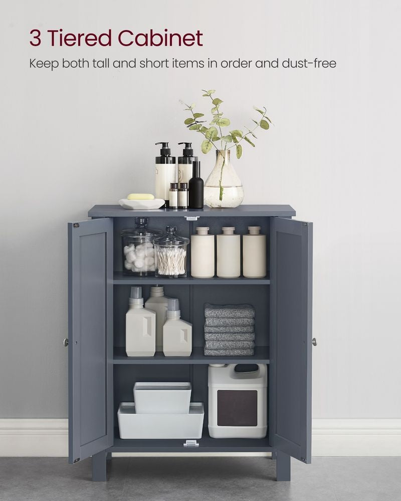Home Dove Grey Floor Cabinet with 2 Adjustable Shelves