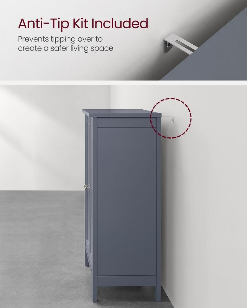 Home Dove Grey Floor Cabinet with 2 Adjustable Shelves