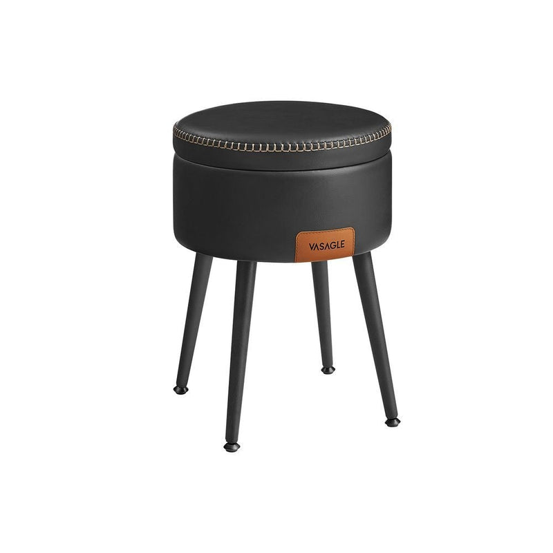 Home Ink Black Storage Stool with Footrest L9832