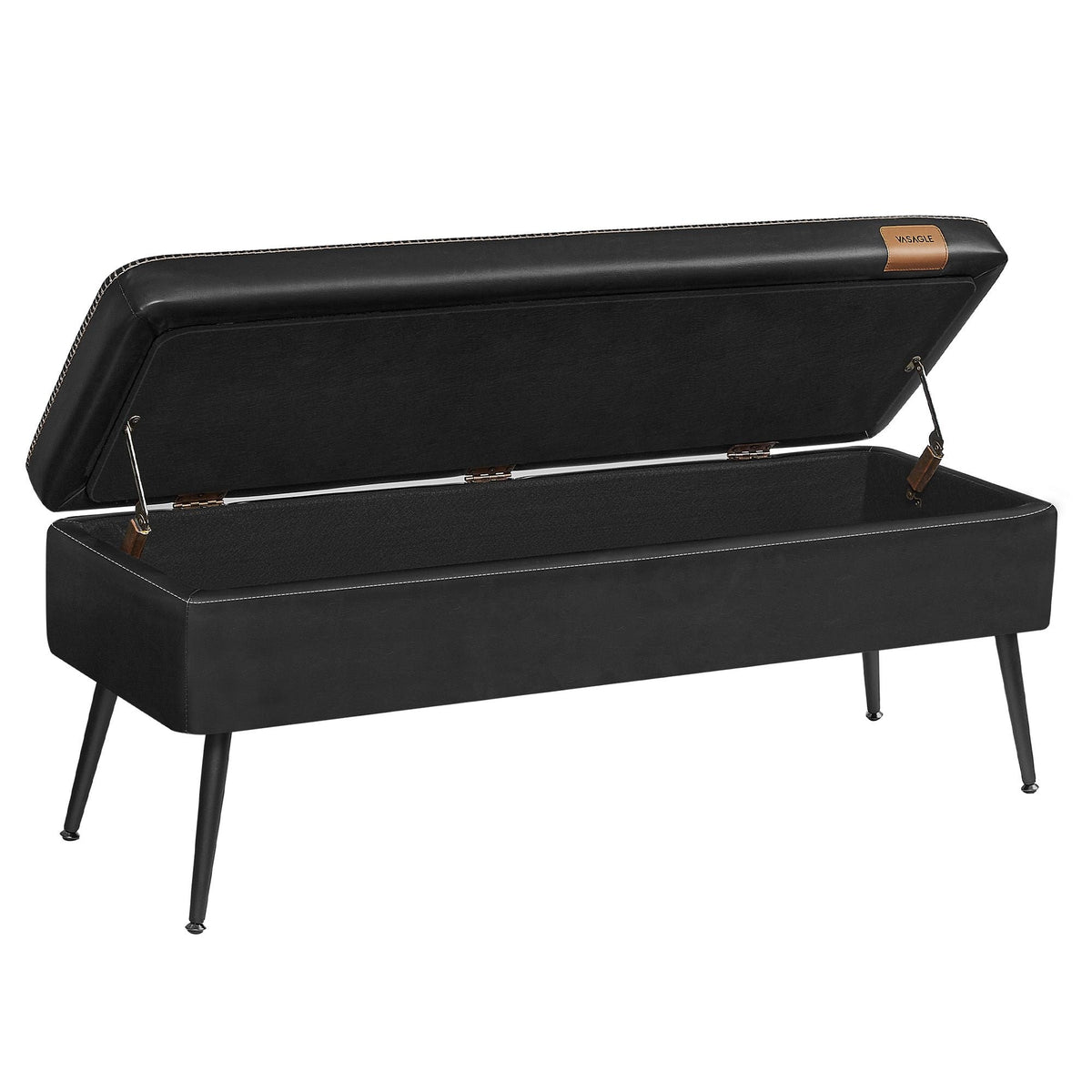 Home Mid-Century Ink Black Ottoman Storage Bench