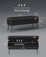 Home Mid-Century Ink Black Ottoman Storage Bench
