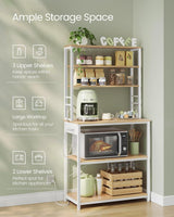 Home Oak/White Baker's Rack with 4 AC Outlets