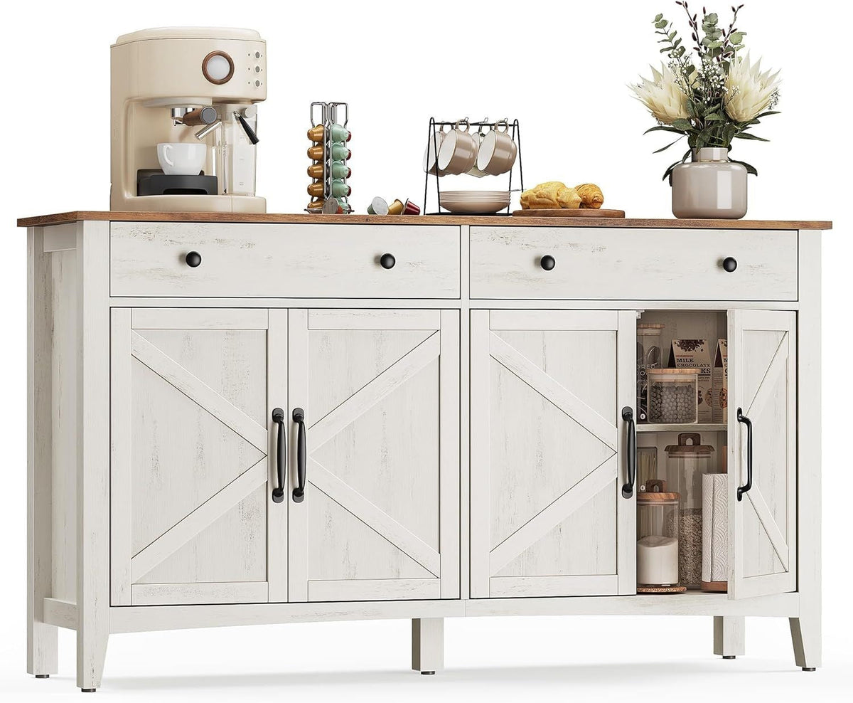 Home Rustic White/Honey Brown Buffet Cabinet
