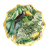 Palm Spring Round Paper Disposable Appetizer Bowls, Green/Gold, 6.5-in, 8-pk, for Summer Party