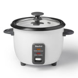 300W 6-Cup White Rice Cooker with Steam Basket