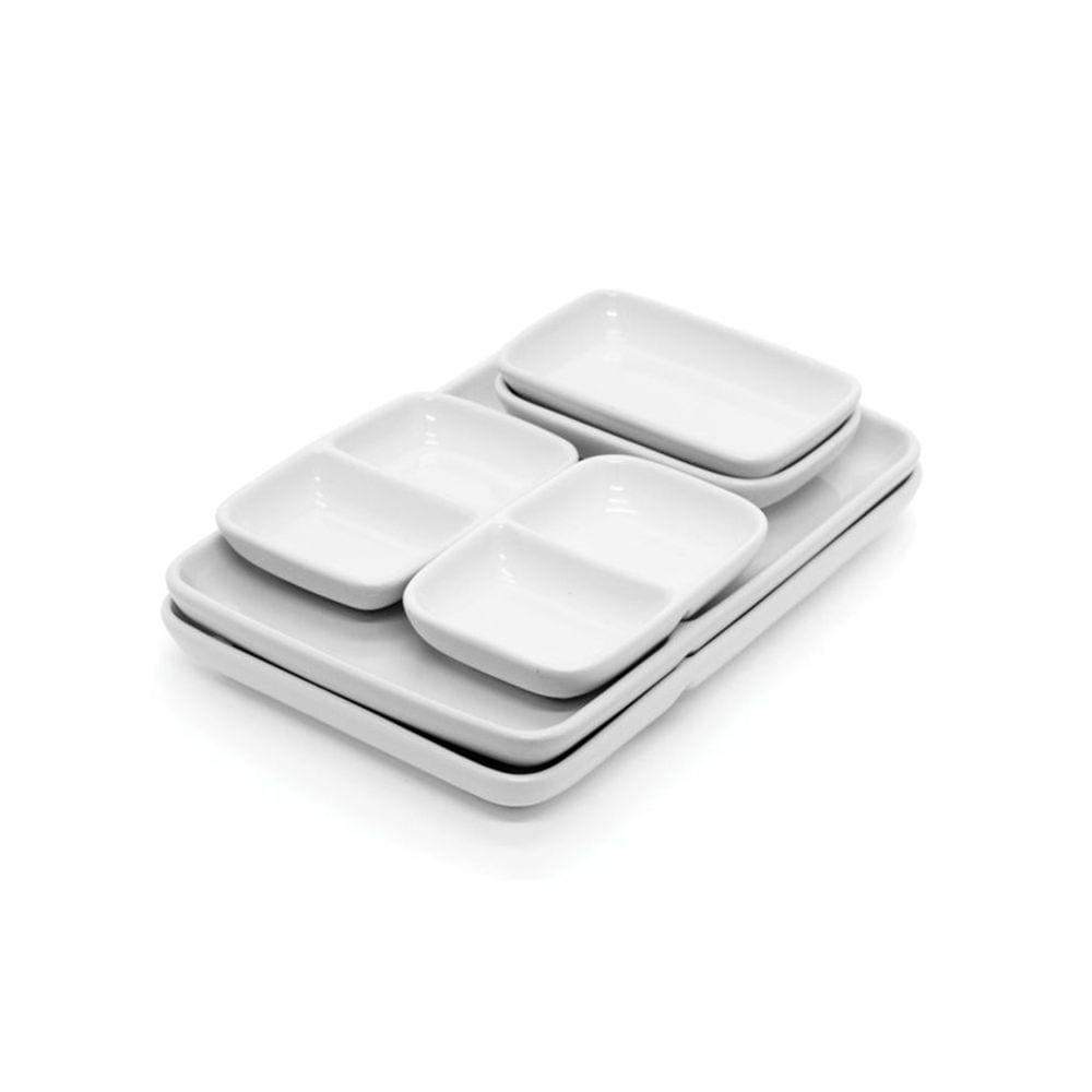 Oven & Dishwasher Safe Ceramic Fondue Plate, Serves 2, 6-pc