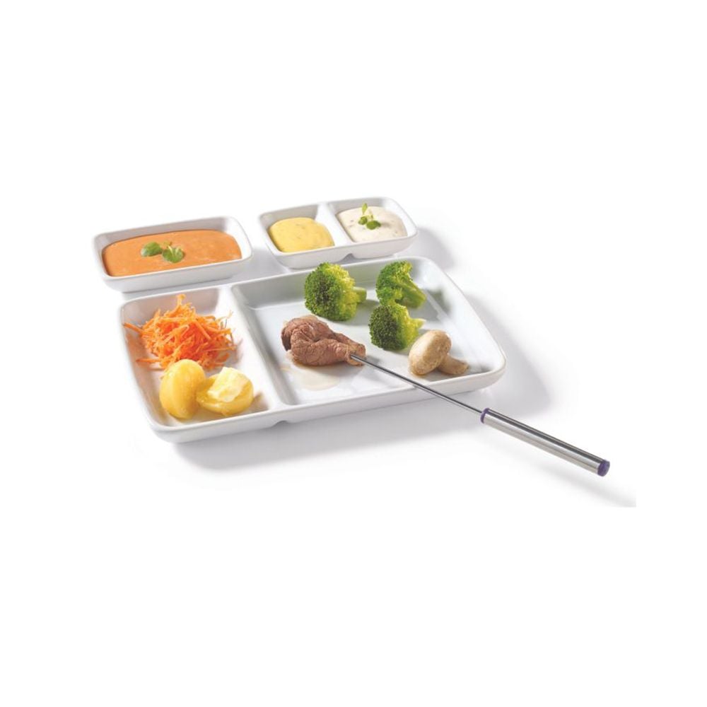 Oven & Dishwasher Safe Ceramic Fondue Plate, Serves 2, 6-pc