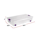 ClearView Latch Wheeled Underbed Storage Box, 57-L