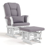 Tuscany Glider & Ottoman Set with Matching Lumbar Cushion, White with Grey Swirl