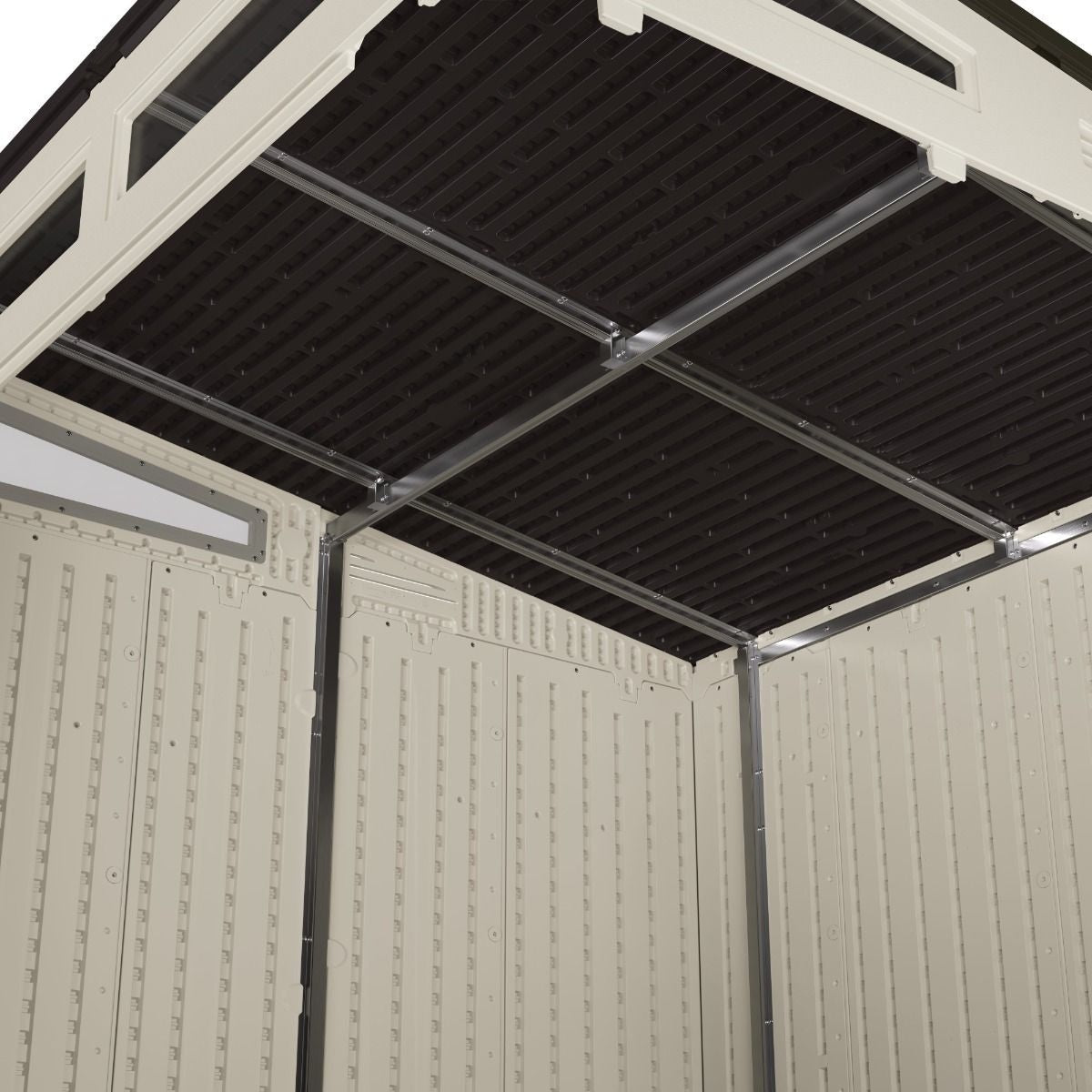 Modernist 7x7-ft Vanilla/Dove Grey Storage Shed