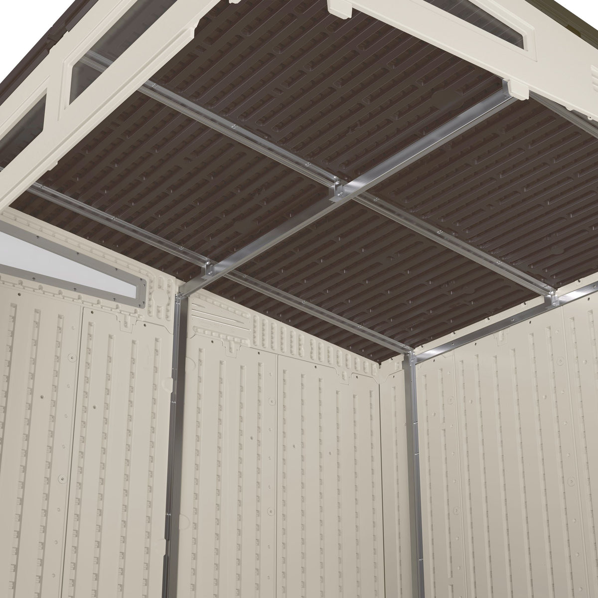 Modernist 7x7-ft Vanilla/Dove Grey Storage Shed