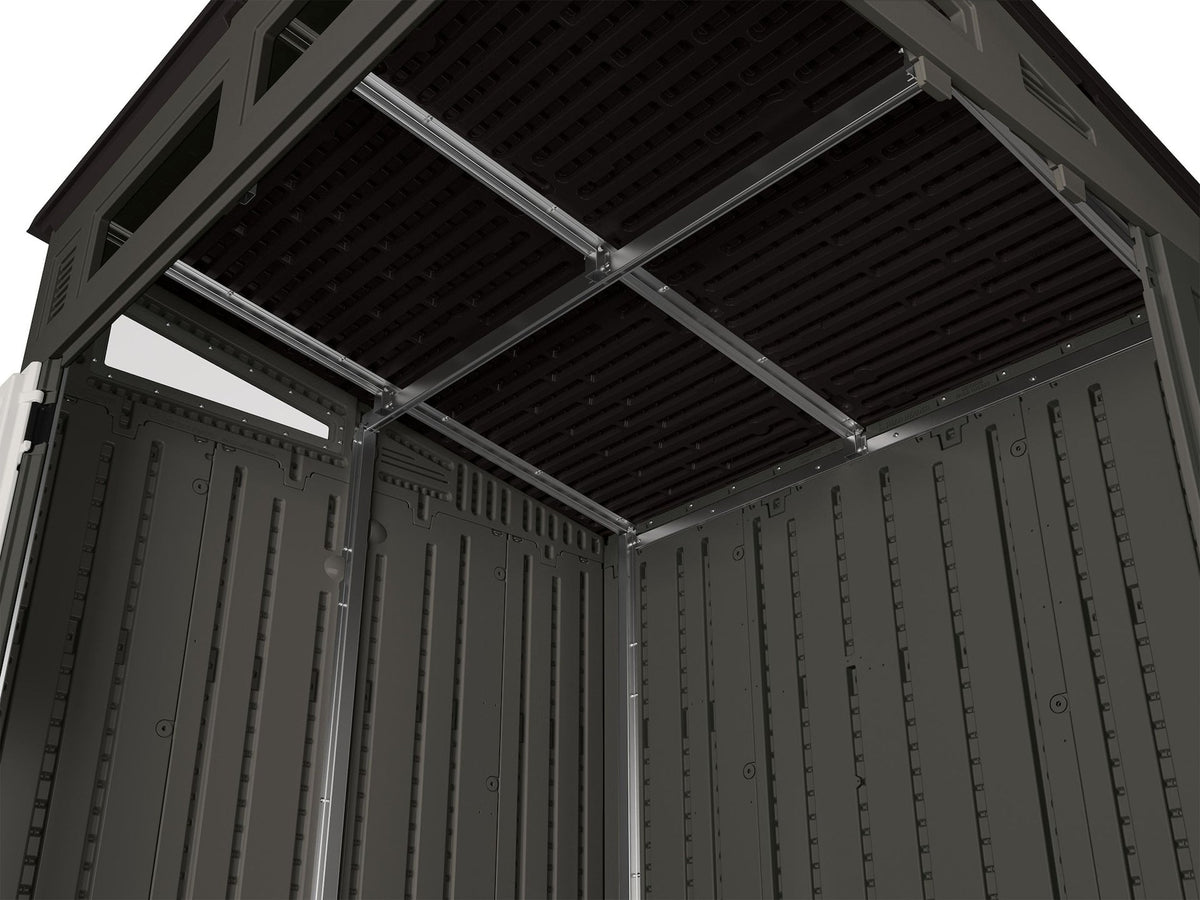 Modernist Outdoor Storage Shed, Grey, 6-ft x 5-ft